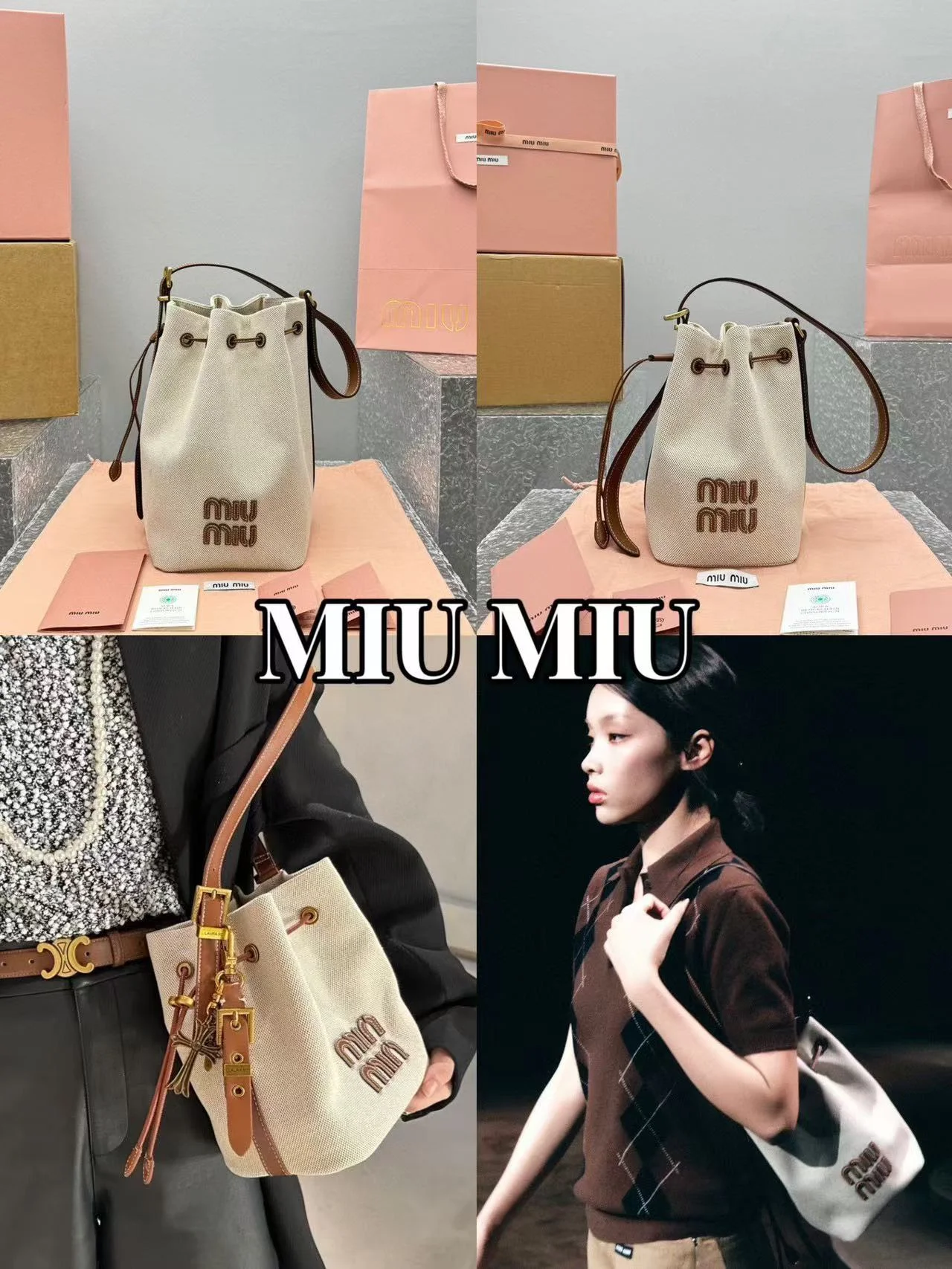 雙十一特惠-MIU MIU帆布水桶包 （大號）