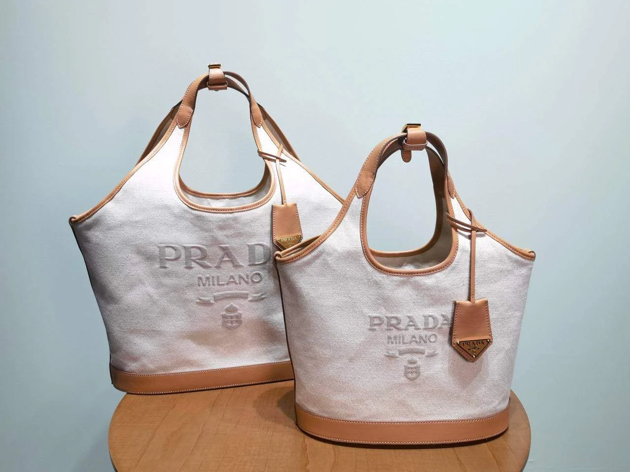 PRADA亞麻帆布托特包 （中號）