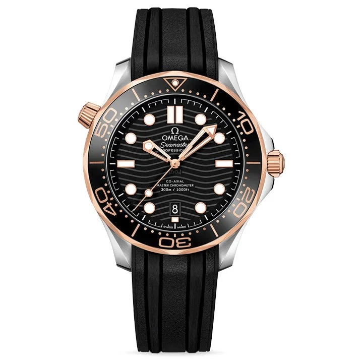 Omega Seamaster Diver 300m Steel & Sedna Gold on Rubber Strap - 210.22.42.20.01.002